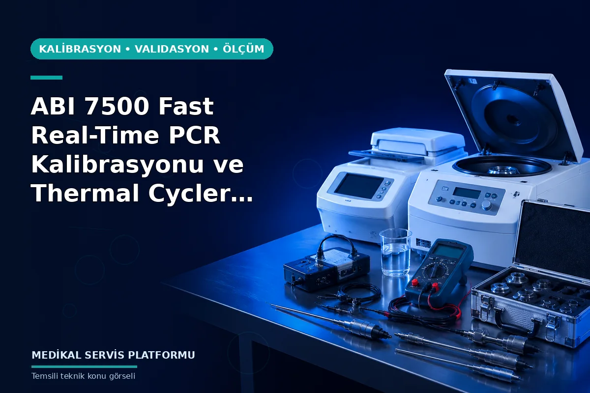 ABI 7500 Fast Real-Time PCR Kalibrasyonu ve Thermal Cycler Validasyonu konusunu açıklayan temsili teknik görsel