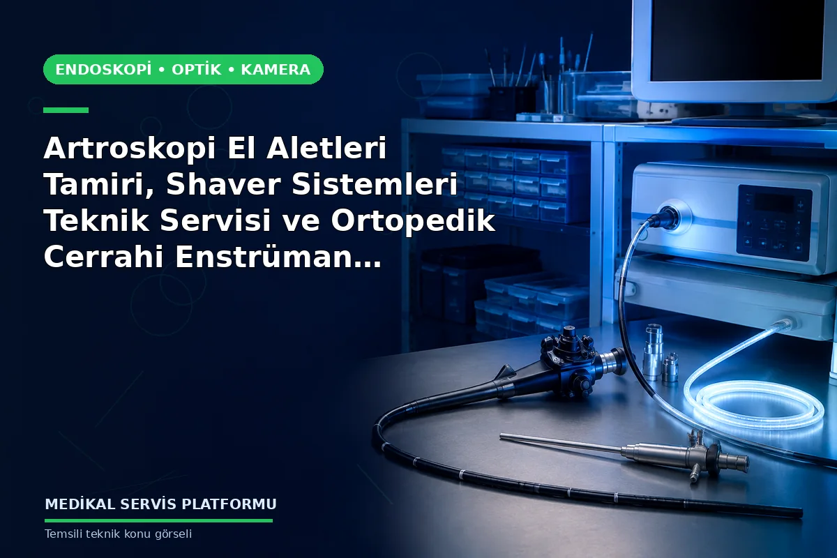 Artroskopi El Aletleri Tamiri, Shaver Sistemleri Teknik Servisi ve Ortopedik Cerrahi Enstrüman Revizyonu konusunu açıklayan temsili teknik görsel
