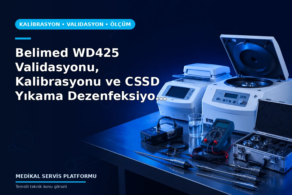 Belimed WD425 Validasyonu, Kalibrasyonu ve CSSD Yıkama Dezenfeksiyon Testleri Belimed WD425 Validasyonu, Kalibrasyonu ve CSSD Yıkama Dezenfeksiyon Testleri konusunu açıklayan temsili teknik görsel