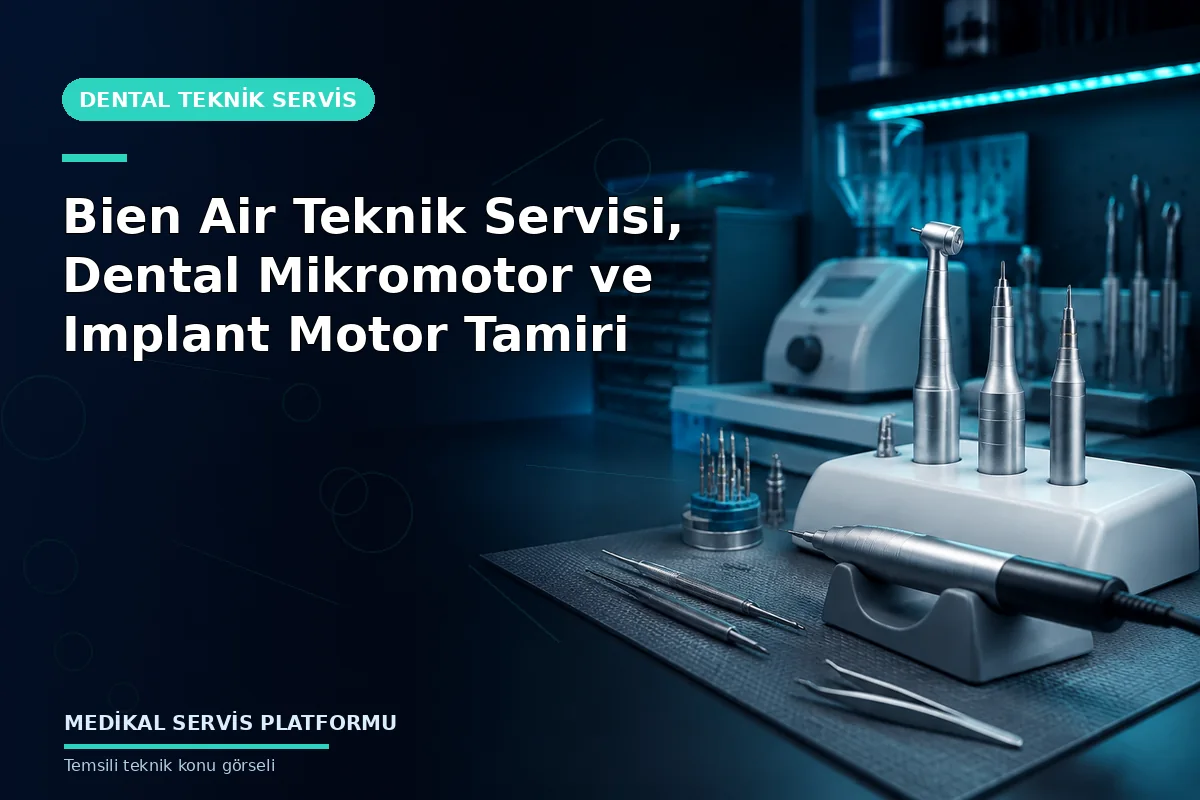 Bien Air Teknik Servisi, Dental Mikromotor ve Implant Motor Tamiri konusunu açıklayan temsili teknik görsel
