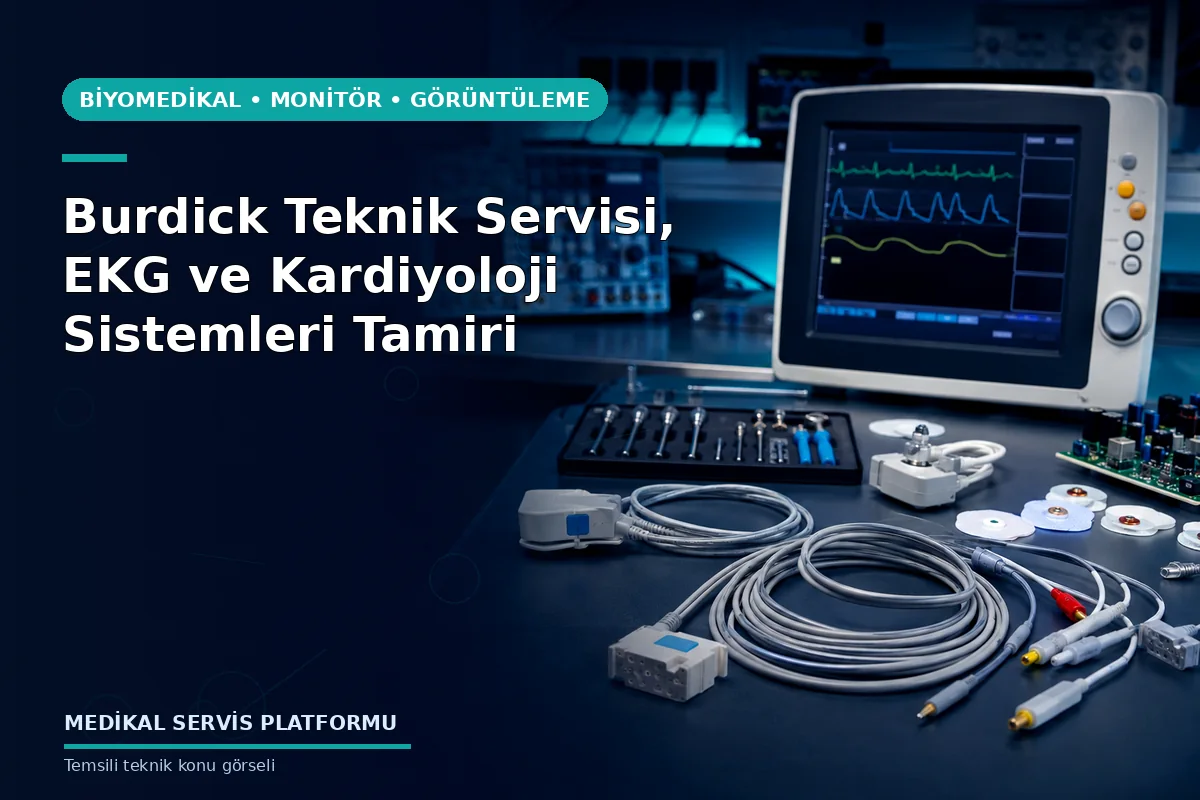 Burdick Teknik Servisi, EKG ve Kardiyoloji Sistemleri Tamiri konusunu açıklayan temsili teknik görsel