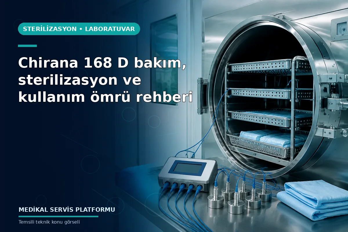 Chirana 168 D bakım, sterilizasyon ve kullanım ömrü rehberi konusunu açıklayan temsili teknik görsel