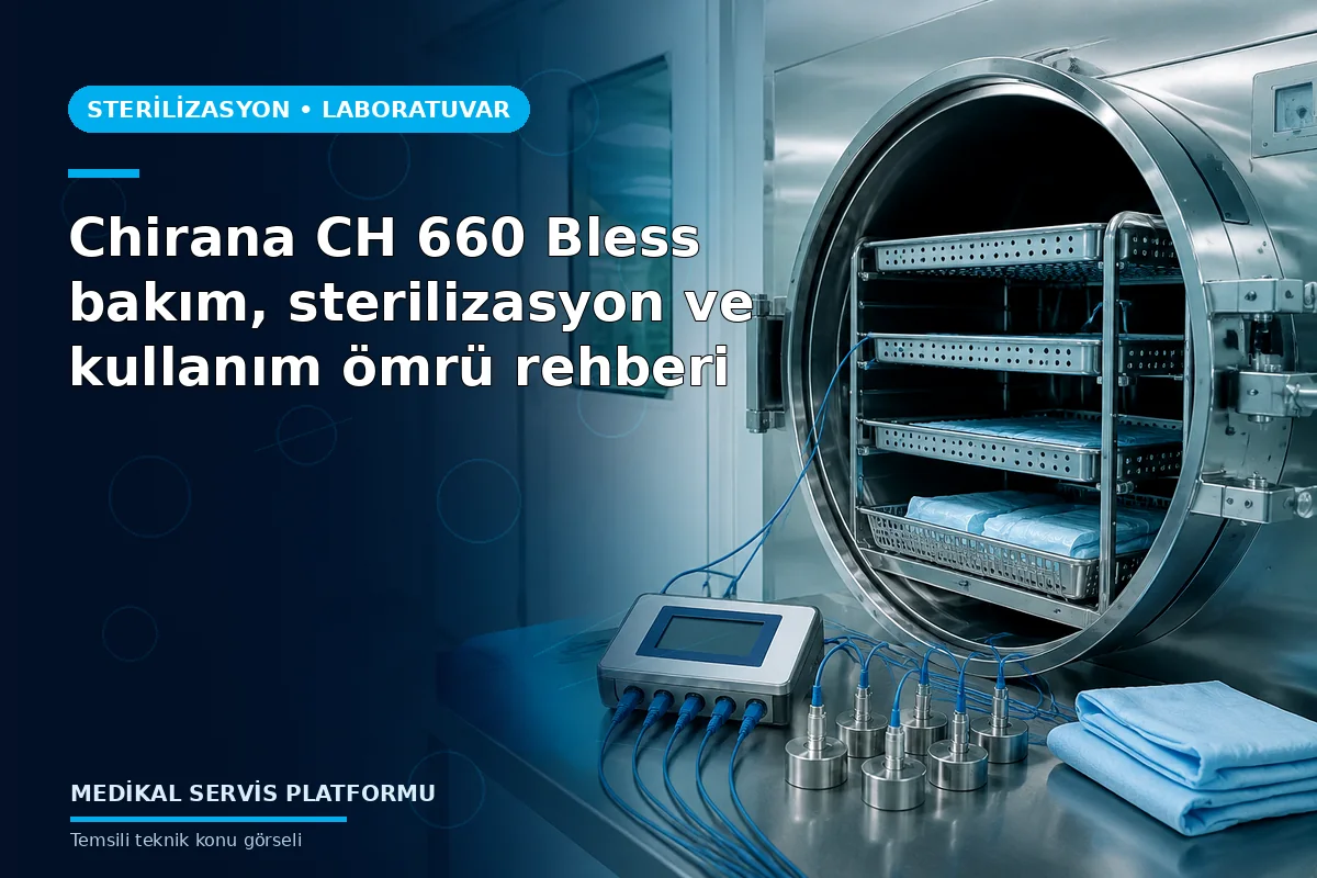 Chirana CH 660 Bless bakım, sterilizasyon ve kullanım ömrü rehberi konusunu açıklayan temsili teknik görsel