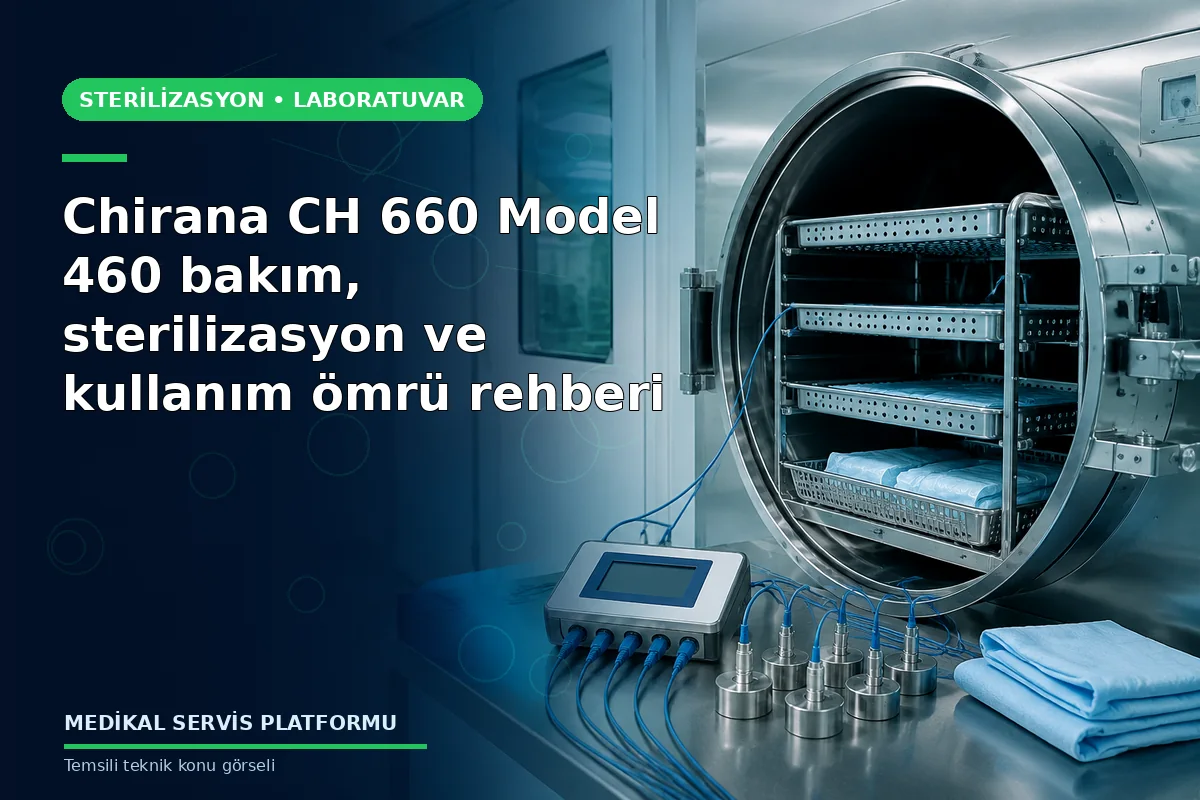 Chirana CH 660 Model 460 bakım, sterilizasyon ve kullanım ömrü rehberi konusunu açıklayan temsili teknik görsel