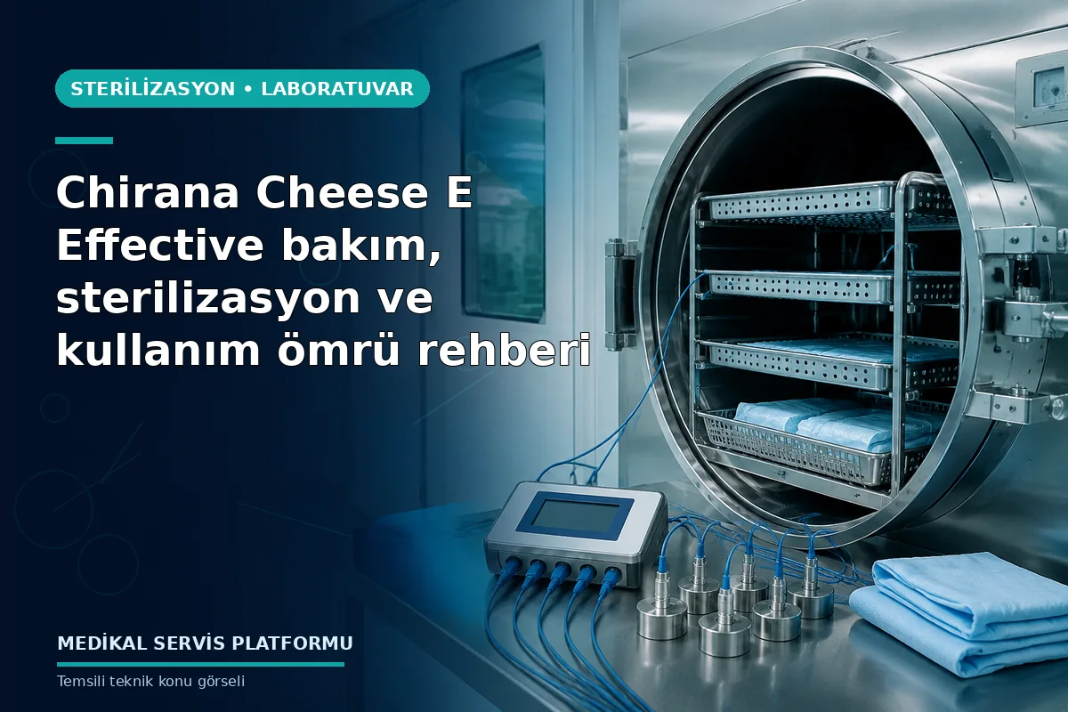 Chirana Cheese E Effective bakım, sterilizasyon ve kullanım ömrü rehberi konusunu açıklayan temsili teknik görsel