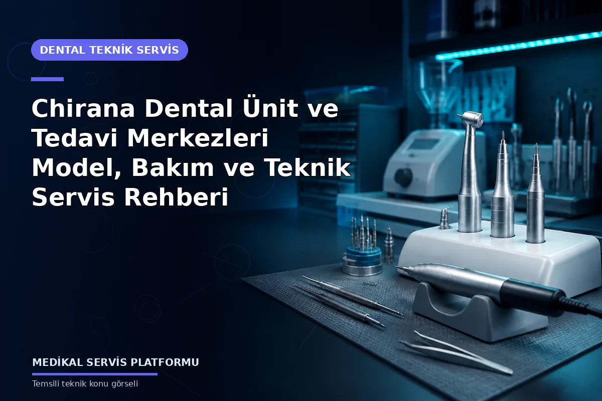 Chirana Dental Ünit ve Tedavi Merkezleri Model, Bakım ve Teknik Servis Rehberi Chirana Dental Ünit ve Tedavi Merkezleri Model, Bakım ve Teknik Servis Rehberi konusunu açıklayan temsili teknik görsel