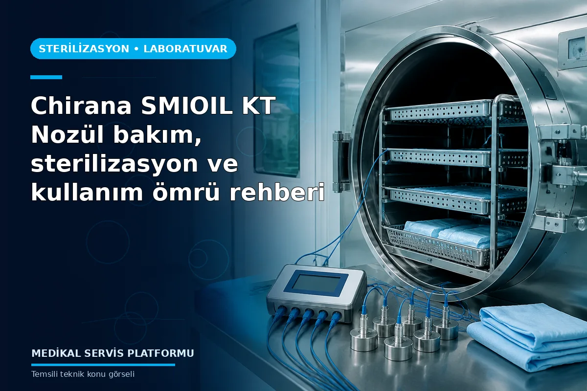 Chirana SMIOIL KT Nozül bakım, sterilizasyon ve kullanım ömrü rehberi Chirana SMIOIL KT Nozül bakım, sterilizasyon ve kullanım ömrü rehberi konusunu açıklayan temsili teknik görsel