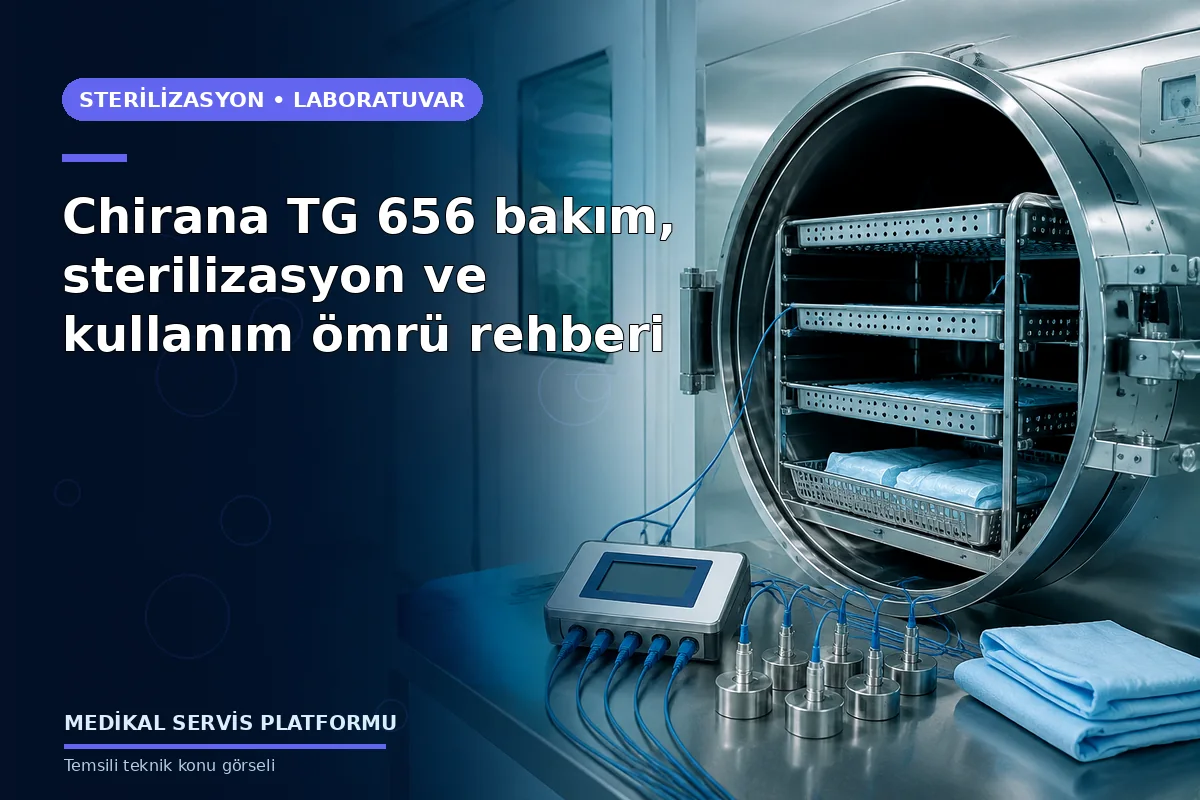 Chirana TG 656 bakım, sterilizasyon ve kullanım ömrü rehberi konusunu açıklayan temsili teknik görsel