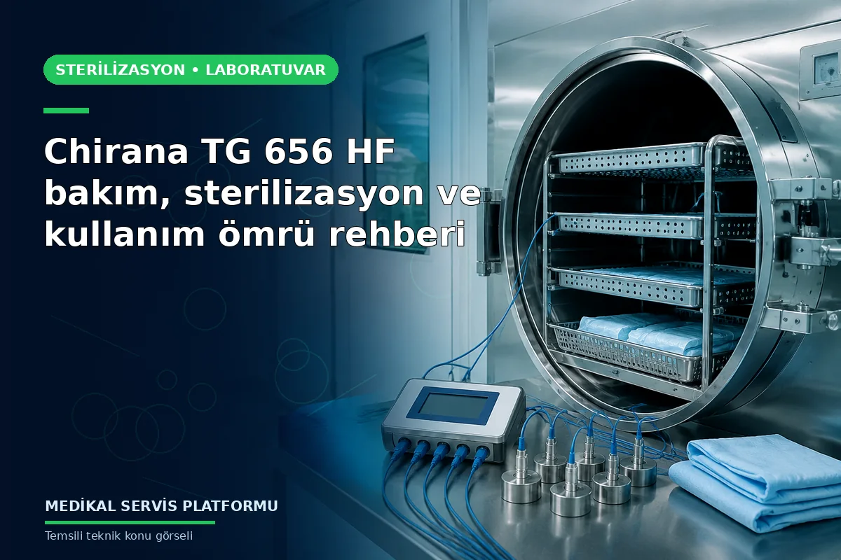 Chirana TG 656 HF bakım, sterilizasyon ve kullanım ömrü rehberi konusunu açıklayan temsili teknik görsel