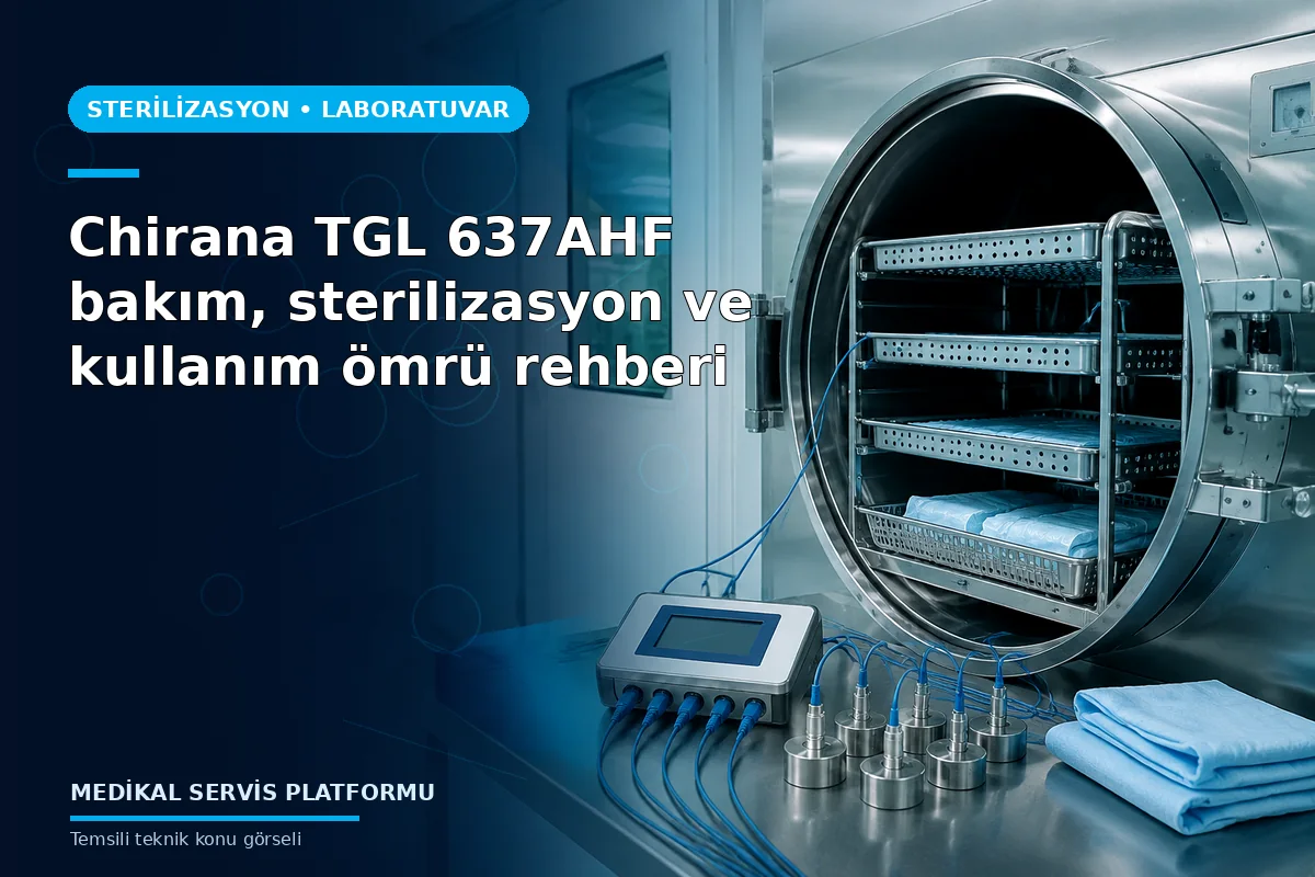 Chirana TGL 637AHF bakım, sterilizasyon ve kullanım ömrü rehberi konusunu açıklayan temsili teknik görsel