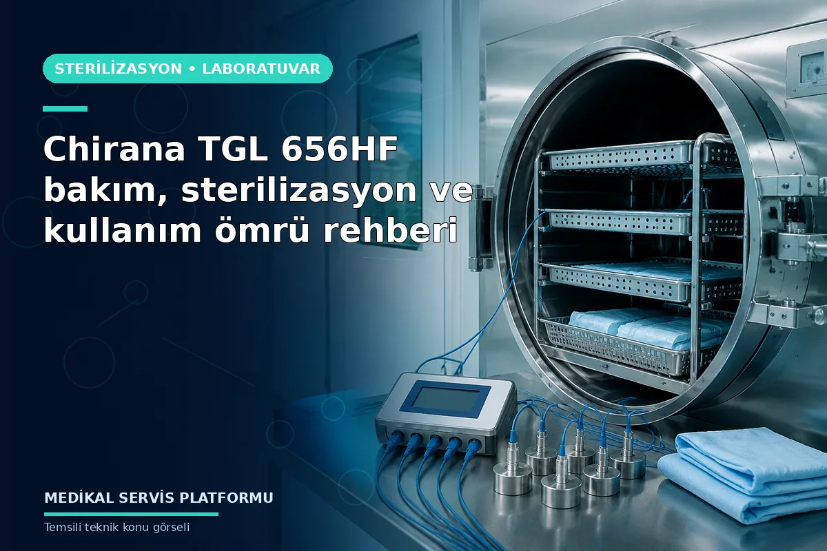 Chirana TGL 656HF bakım, sterilizasyon ve kullanım ömrü rehberi konusunu açıklayan temsili teknik görsel