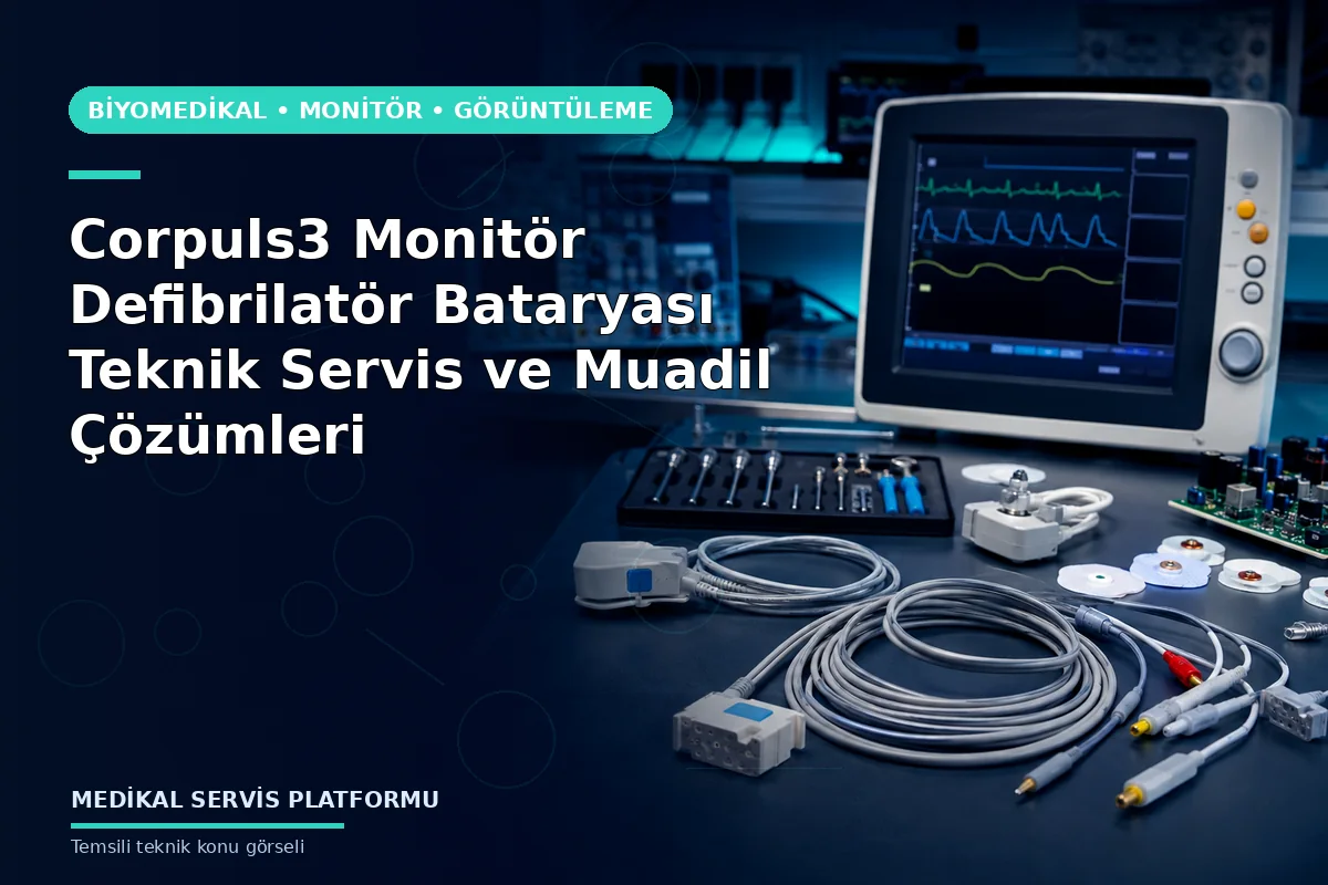 Corpuls3 Monitör Defibrilatör Bataryası Teknik Servis ve Muadil Çözümleri Corpuls3 Monitör Defibrilatör Bataryası Teknik Servis ve Muadil Çözümleri konusunu açıklayan temsili teknik görsel
