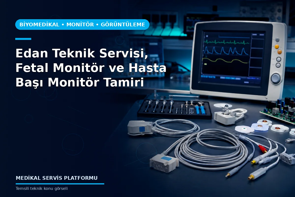 Edan Teknik Servisi, Fetal Monitör ve Hasta Başı Monitör Tamiri konusunu açıklayan temsili teknik görsel