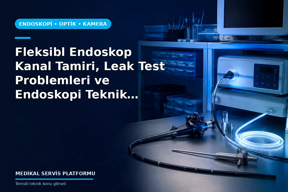Fleksibl Endoskop Kanal Tamiri, Leak Test Problemleri ve Endoskopi Teknik Servisi konusunu açıklayan temsili teknik görsel
