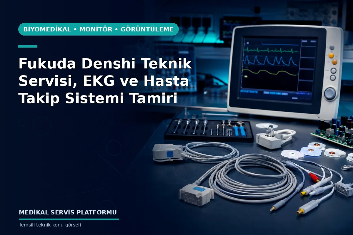 Fukuda Denshi Teknik Servisi, EKG ve Hasta Takip Sistemi Tamiri Fukuda Denshi Teknik Servisi, EKG ve Hasta Takip Sistemi Tamiri konusunu açıklayan temsili teknik görsel