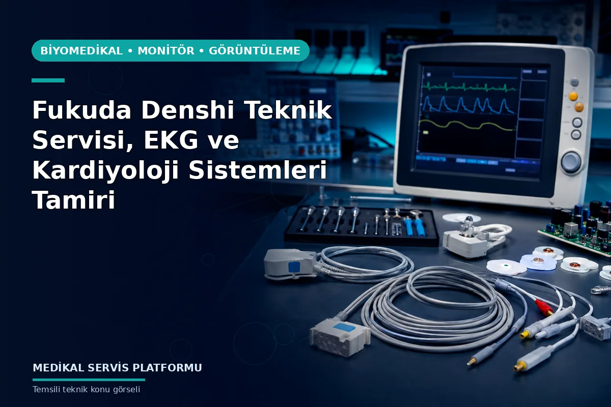 Fukuda Denshi Teknik Servisi, EKG ve Kardiyoloji Sistemleri Tamiri Fukuda Denshi Teknik Servisi, EKG ve Kardiyoloji Sistemleri Tamiri konusunu açıklayan temsili teknik görsel