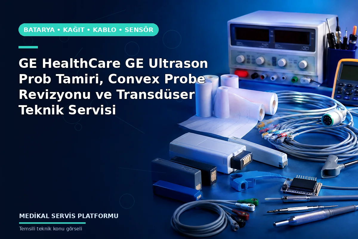 GE HealthCare GE Ultrason Prob Tamiri, Convex Probe Revizyonu ve Transdüser Teknik Servisi konusunu açıklayan temsili teknik görsel