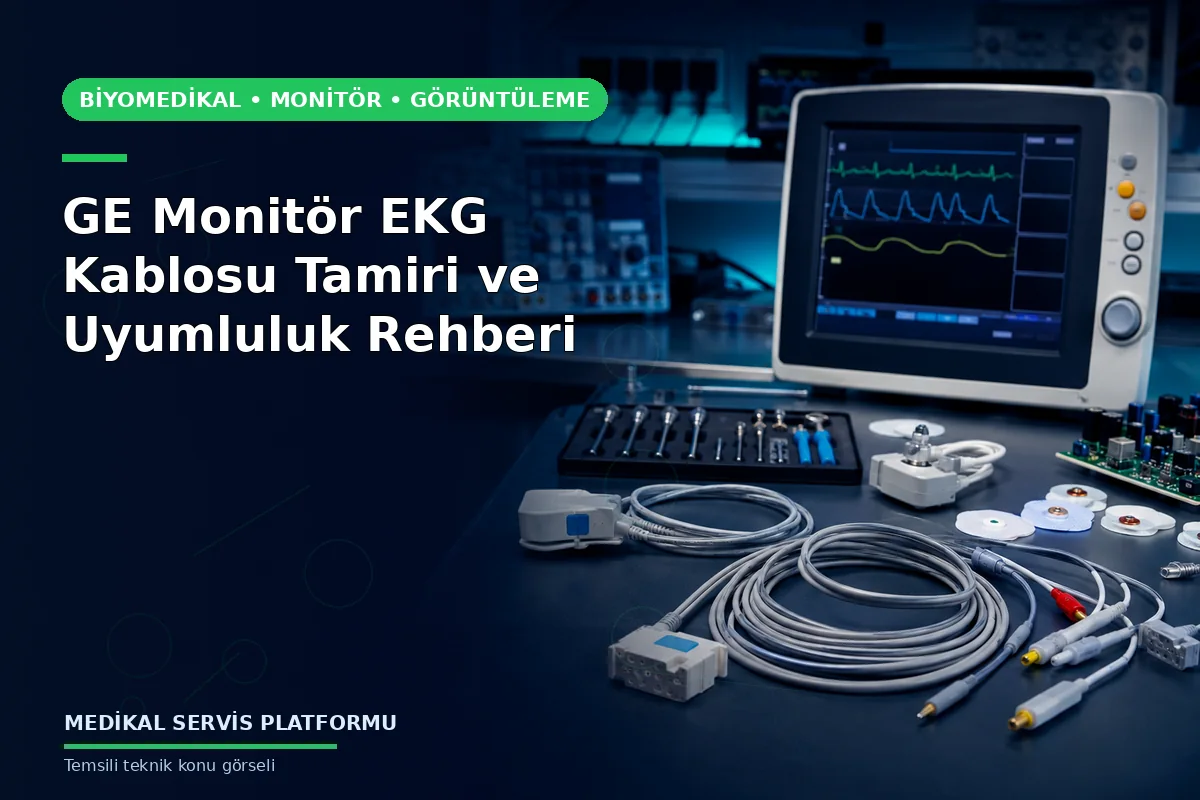GE Monitör EKG Kablosu Tamiri ve Uyumluluk Rehberi konusunu açıklayan temsili teknik görsel