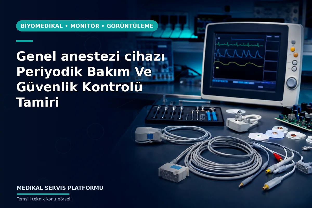Genel anestezi cihazı Periyodik Bakım Ve Güvenlik Kontrolü Tamiri Genel anestezi cihazı Periyodik Bakım Ve Güvenlik Kontrolü Tamiri konusunu açıklayan temsili teknik görsel