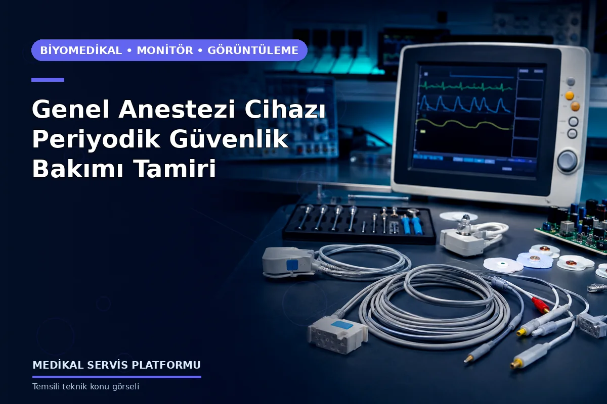Genel Anestezi Cihazı Periyodik Güvenlik Bakımı Tamiri konusunu açıklayan temsili teknik görsel
