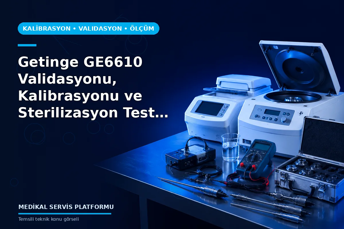 Getinge GE6610 Validasyonu, Kalibrasyonu ve Sterilizasyon Test Hizmetleri konusunu açıklayan temsili teknik görsel