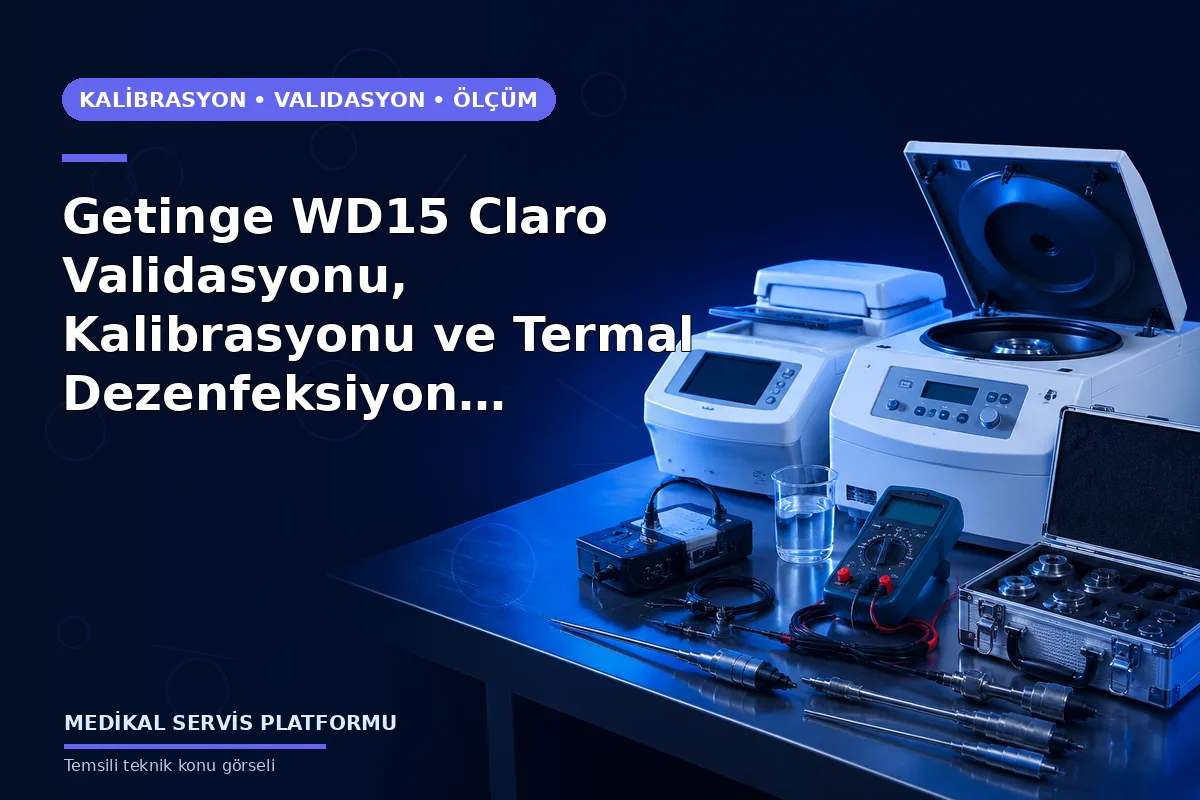 Getinge WD15 Claro Validasyonu, Kalibrasyonu ve Termal Dezenfeksiyon Analizleri konusunu açıklayan temsili teknik görsel