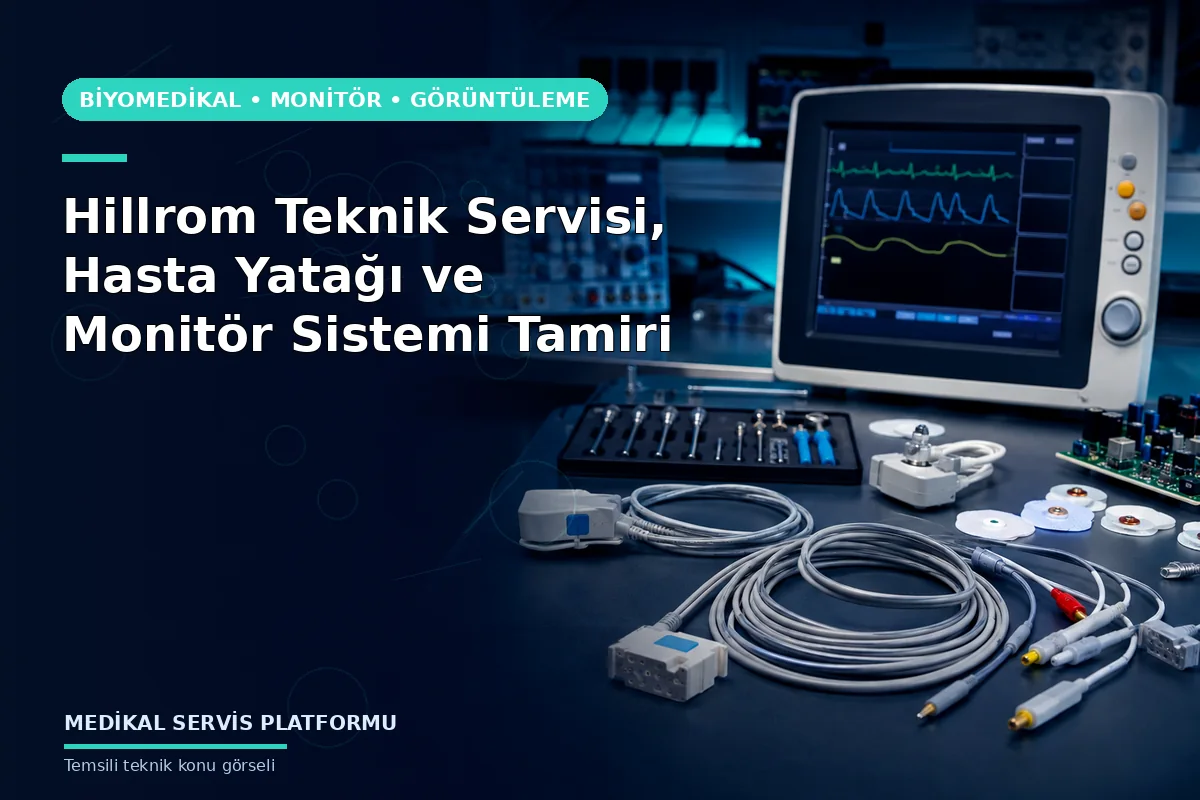 Hillrom Teknik Servisi, Hasta Yatağı ve Monitör Sistemi Tamiri konusunu açıklayan temsili teknik görsel