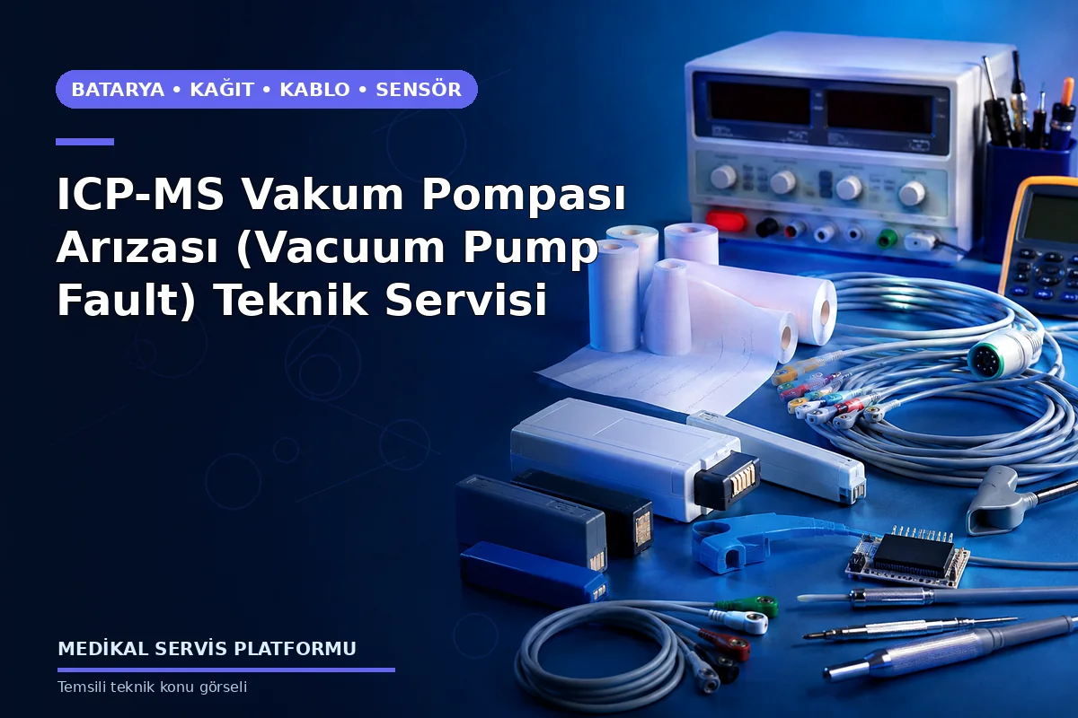 ICP-MS Vakum Pompası Arızası (Vacuum Pump Fault) Teknik Servisi konusunu açıklayan temsili teknik görsel
