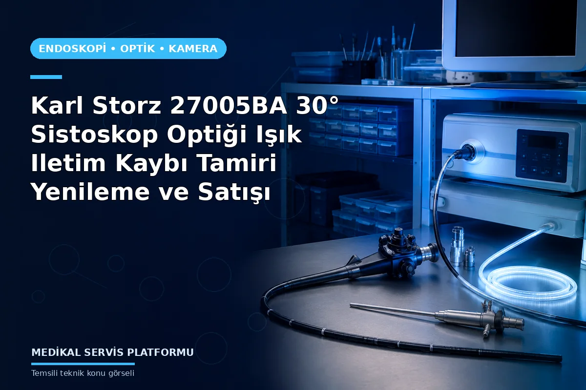 Karl Storz 27005BA 30° Sistoskop Optiği Işık Iletim Kaybı Tamiri Yenileme ve Satışı Karl Storz 27005BA 30° Sistoskop Optiği Işık Iletim Kaybı Tamiri Yenileme ve Satışı konusunu açıklayan temsili teknik görsel