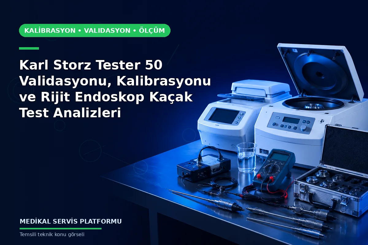 Karl Storz Tester 50 Validasyonu, Kalibrasyonu ve Rijit Endoskop Kaçak Test Analizleri Karl Storz Tester 50 Validasyonu, Kalibrasyonu ve Rijit Endoskop Kaçak Test Analizleri konusunu açıklayan temsili teknik görsel