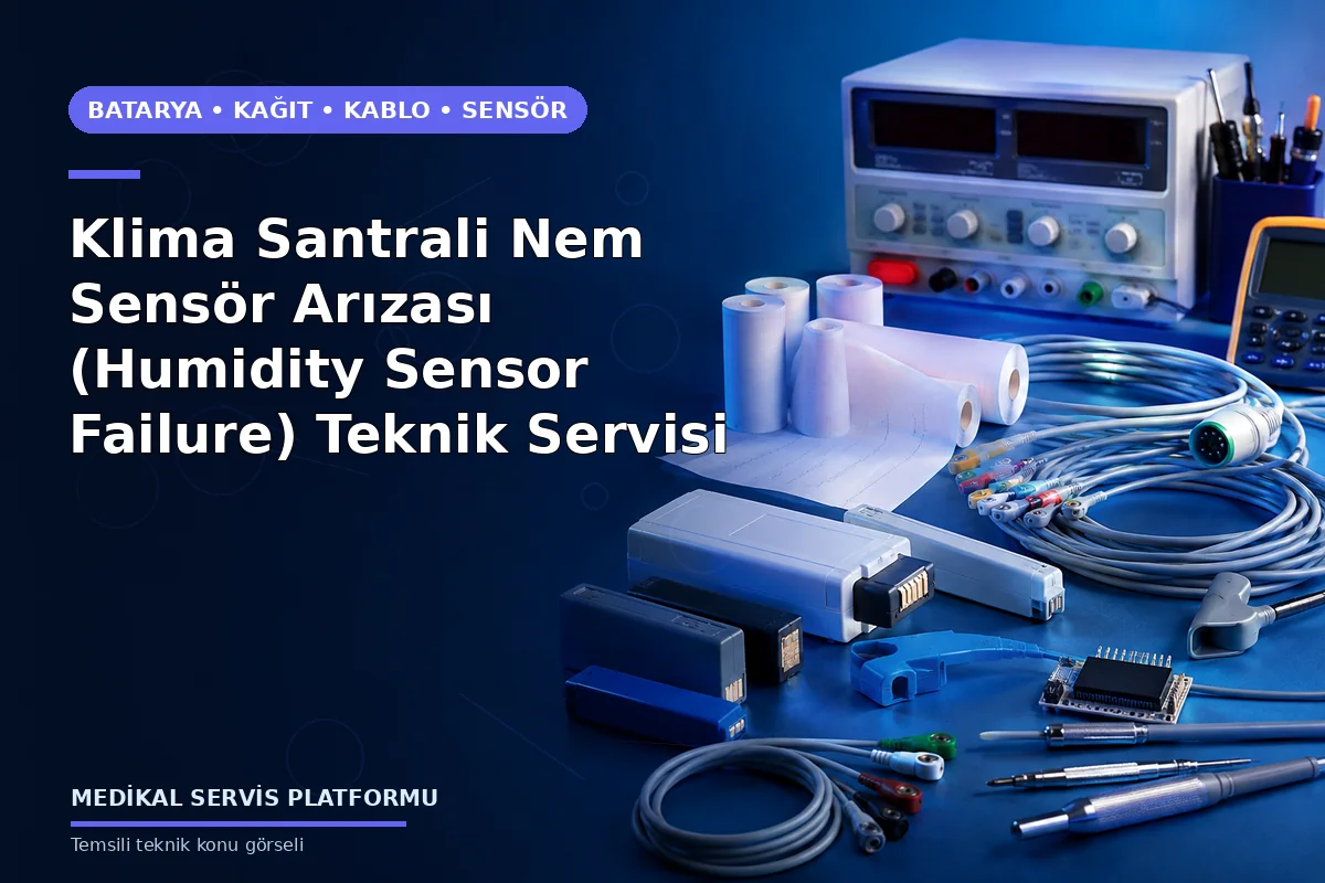 Klima Santrali Nem Sensör Arızası (Humidity Sensor Failure) Teknik Servisi konusunu açıklayan temsili teknik görsel