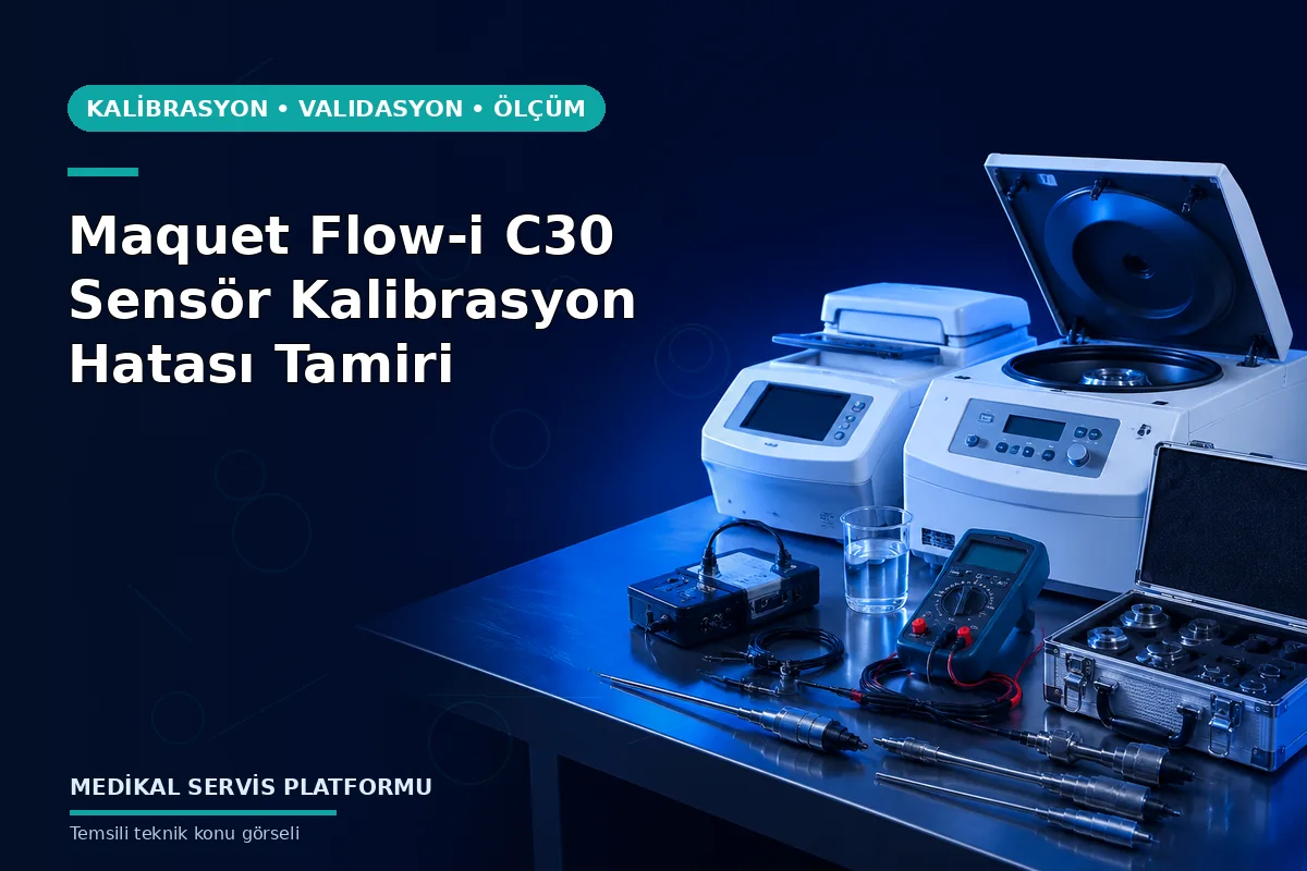 Maquet Flow-i C30 Sensör Kalibrasyon Hatası Tamiri konusunu açıklayan temsili teknik görsel