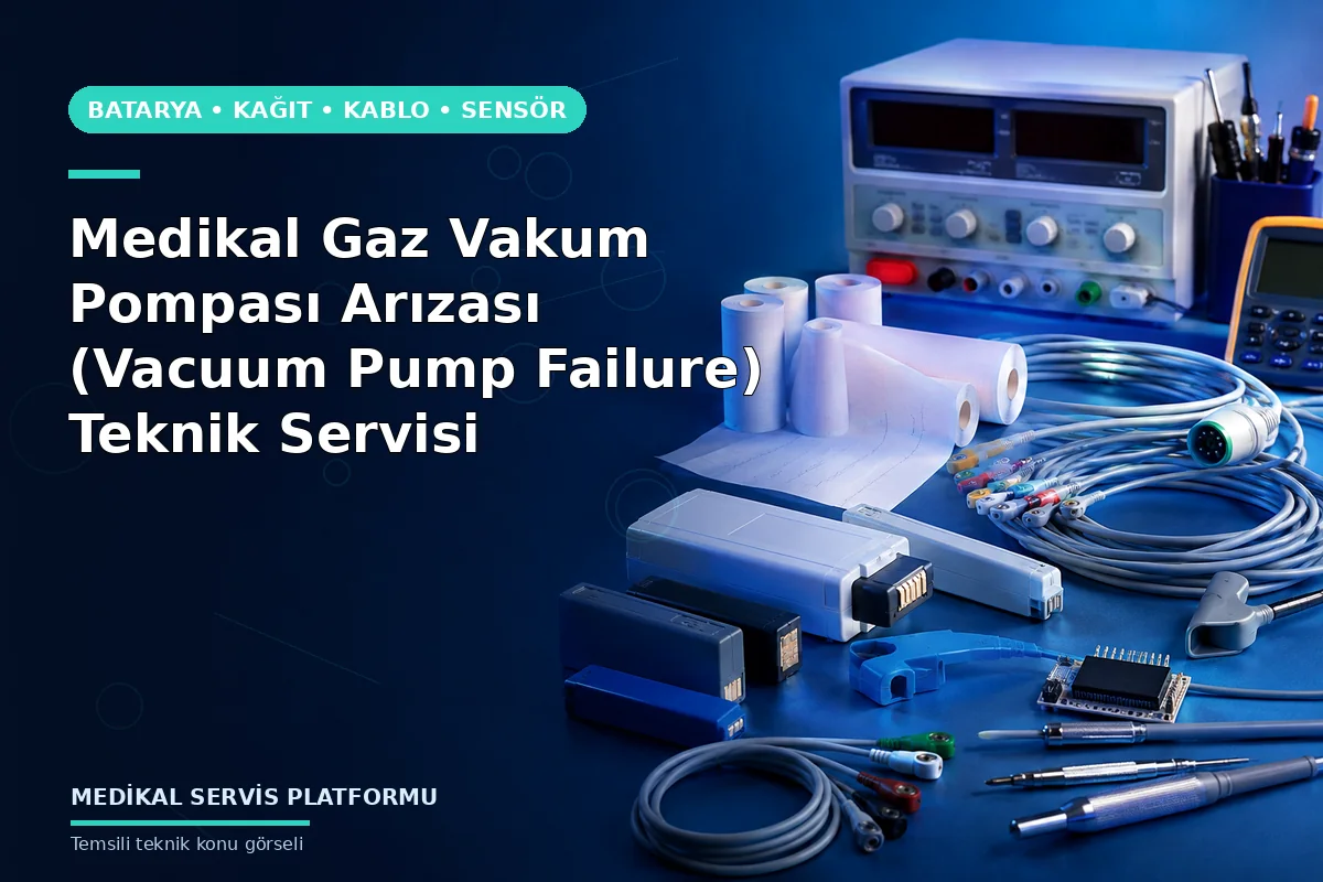 Medikal Gaz Vakum Pompası Arızası (Vacuum Pump Failure) Teknik Servisi konusunu açıklayan temsili teknik görsel