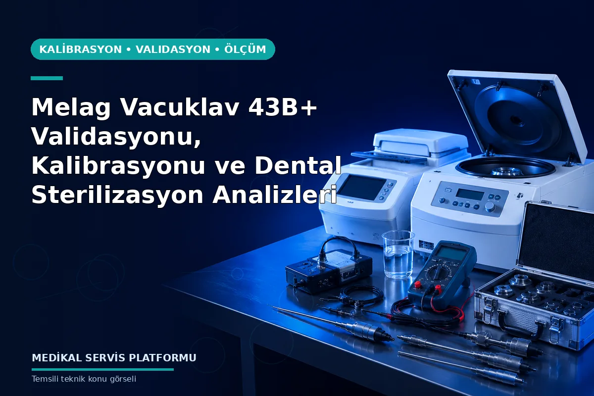 Melag Vacuklav 43B+ Validasyonu, Kalibrasyonu ve Dental Sterilizasyon Analizleri konusunu açıklayan temsili teknik görsel