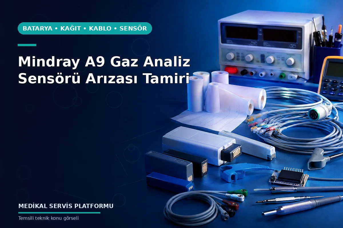 Mindray A9 Gaz Analiz Sensörü Arızası Tamiri konusunu açıklayan temsili teknik görsel