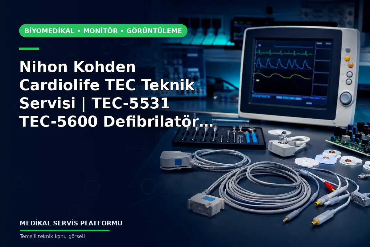 Nihon Kohden Cardiolife TEC Teknik Servisi | TEC-5531 TEC-5600 Defibrilatör Tamiri Nihon Kohden Cardiolife TEC Teknik Servisi | TEC-5531 TEC-5600 Defibrilatör Tamiri konusunu açıklayan temsili teknik görsel
