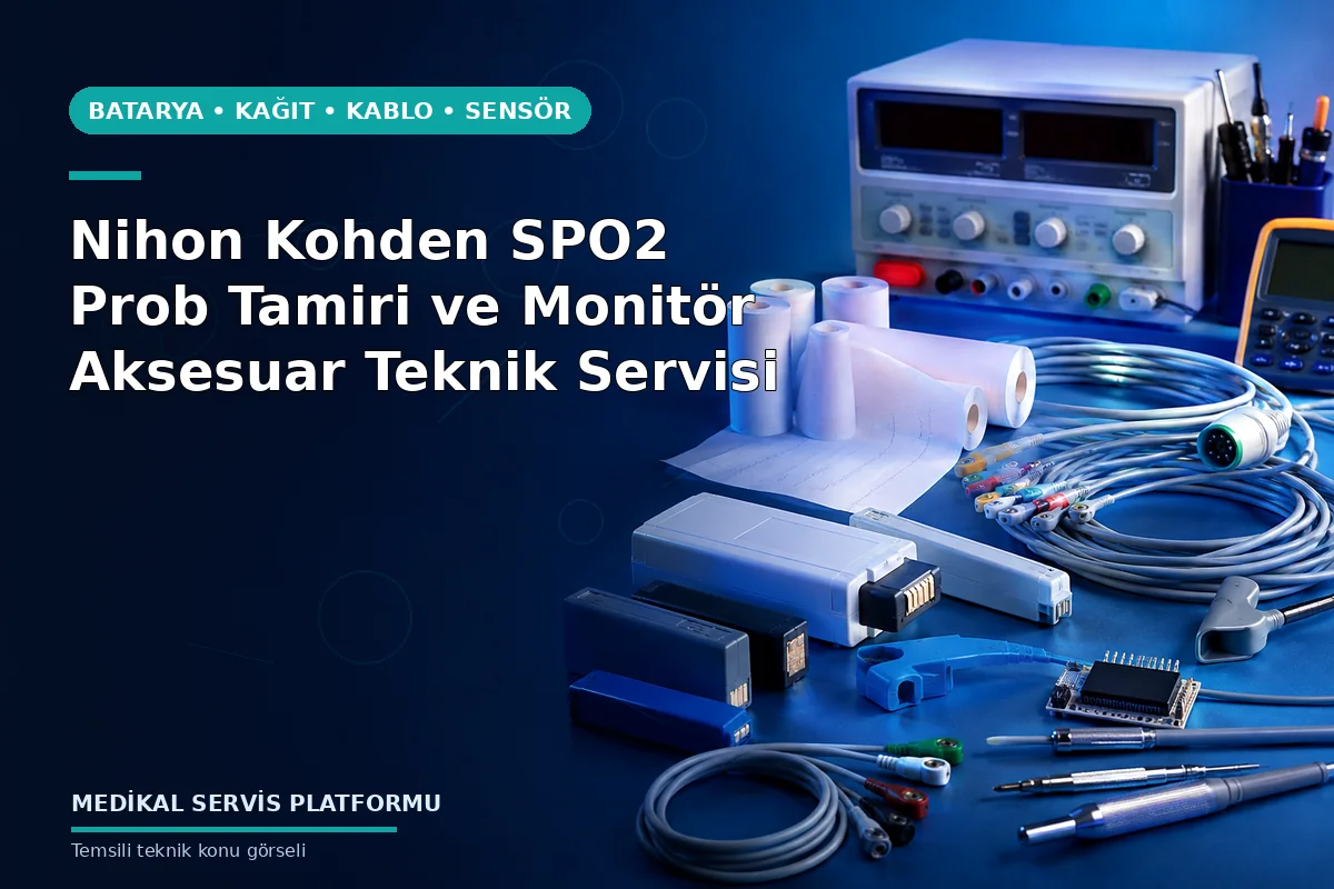 Nihon Kohden SPO2 Prob Tamiri ve Monitör Aksesuar Teknik Servisi konusunu açıklayan temsili teknik görsel