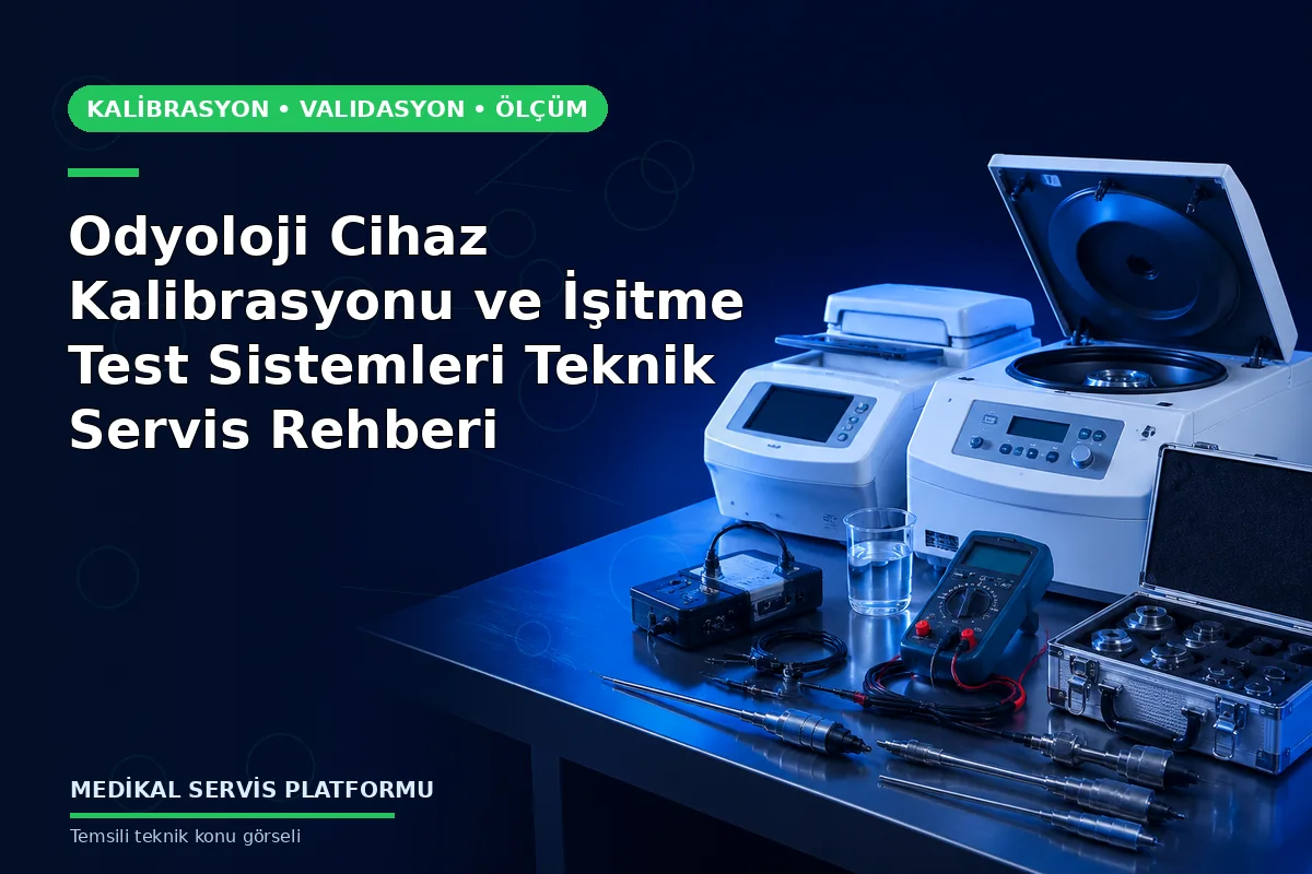 Odyoloji Cihaz Kalibrasyonu ve İşitme Test Sistemleri Teknik Servis Rehberi Odyoloji Cihaz Kalibrasyonu ve İşitme Test Sistemleri Teknik Servis Rehberi konusunu açıklayan temsili teknik görsel