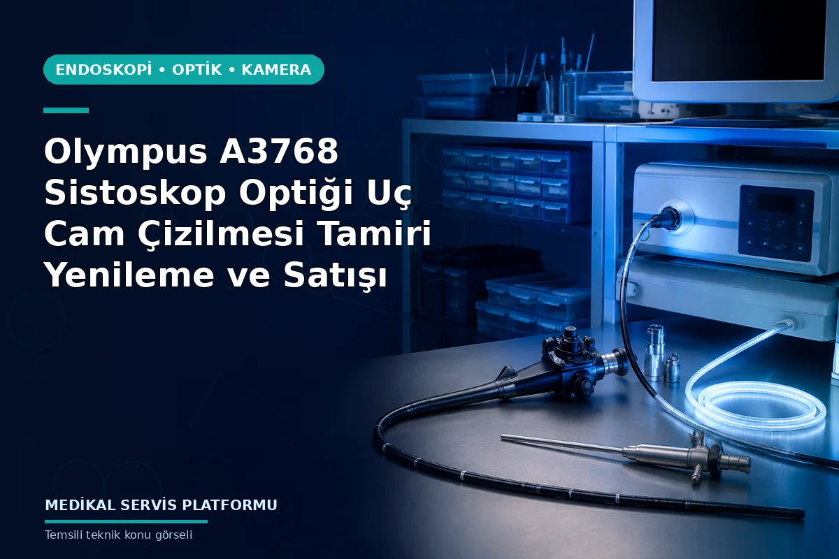 Olympus A3768 Sistoskop Optiği Uç Cam Çizilmesi Tamiri Yenileme ve Satışı konusunu açıklayan temsili teknik görsel