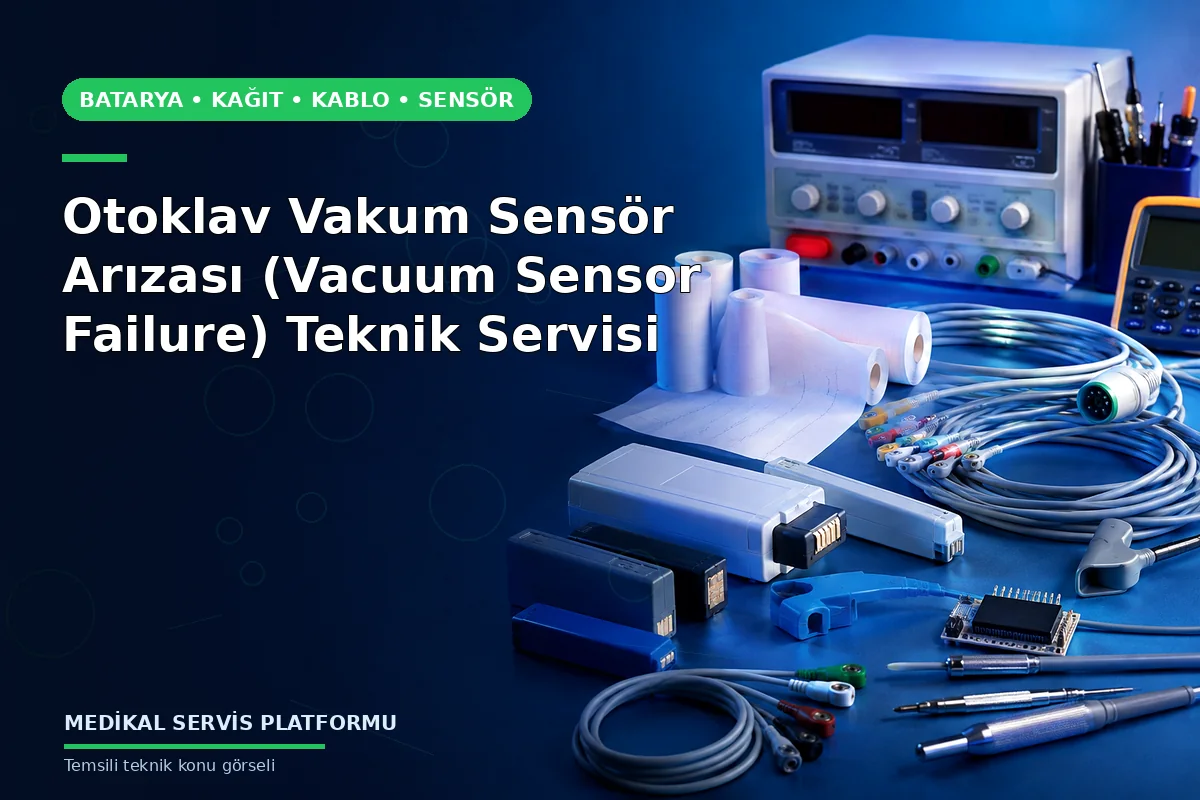 Otoklav Vakum Sensör Arızası (Vacuum Sensor Failure) Teknik Servisi Otoklav Vakum Sensör Arızası (Vacuum Sensor Failure) Teknik Servisi konusunu açıklayan temsili teknik görsel