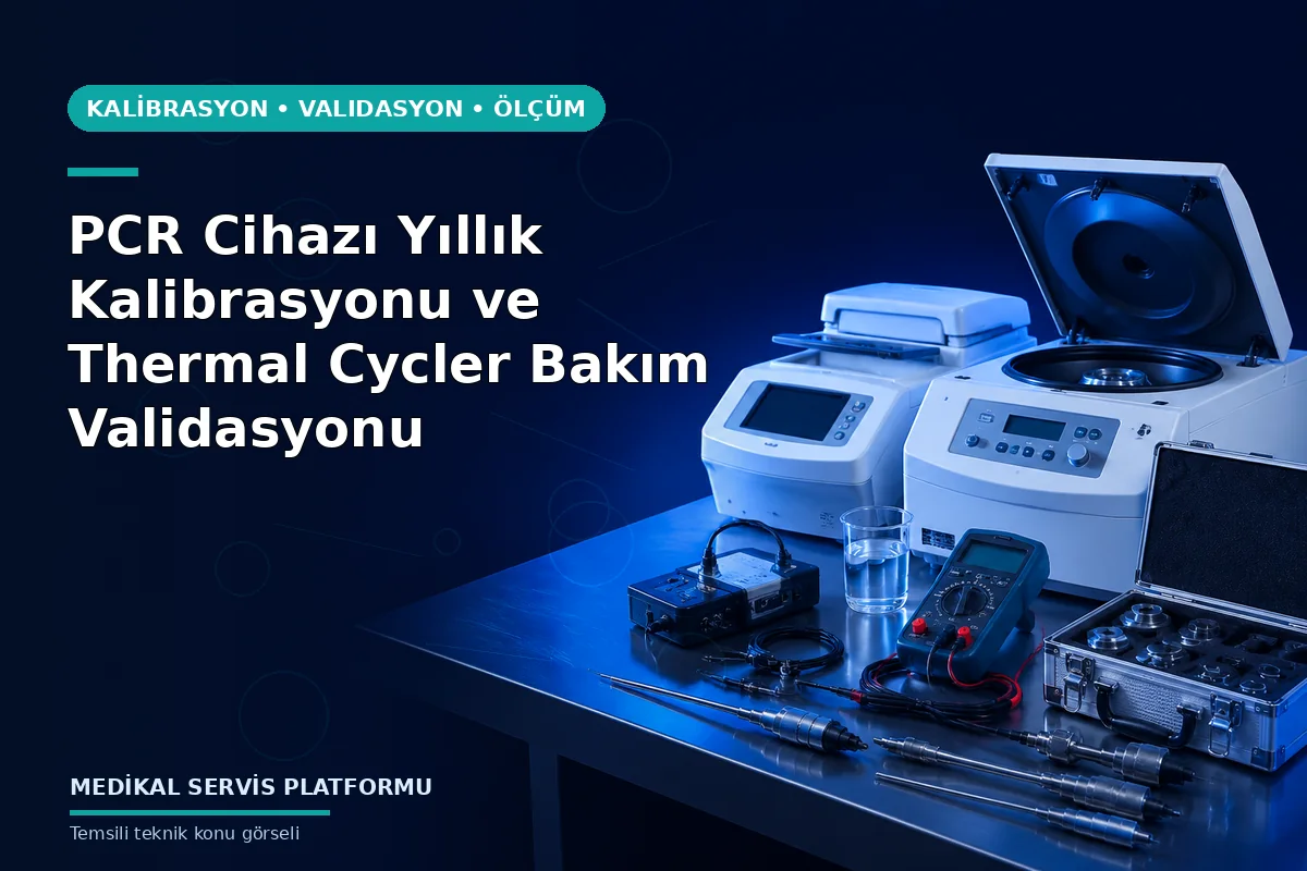 PCR Cihazı Yıllık Kalibrasyonu ve Thermal Cycler Bakım Validasyonu PCR Cihazı Yıllık Kalibrasyonu ve Thermal Cycler Bakım Validasyonu konusunu açıklayan temsili teknik görsel