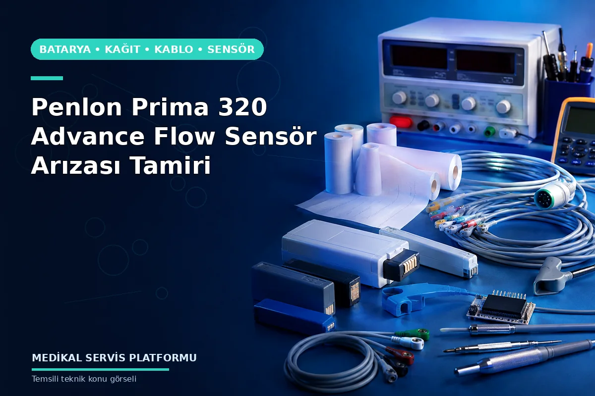 Penlon Prima 320 Advance Flow Sensör Arızası Tamiri konusunu açıklayan temsili teknik görsel