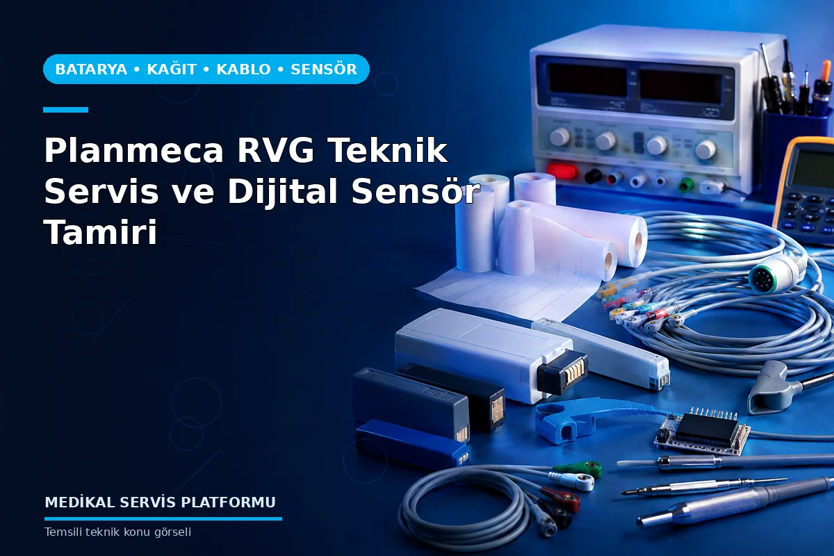 Planmeca RVG Teknik Servis ve Dijital Sensör Tamiri Planmeca RVG Teknik Servis ve Dijital Sensör Tamiri konusunu açıklayan temsili teknik görsel