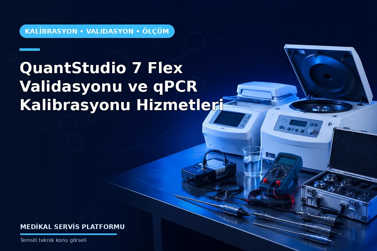 QuantStudio 7 Flex Validasyonu ve qPCR Kalibrasyonu Hizmetleri konusunu açıklayan temsili teknik görsel
