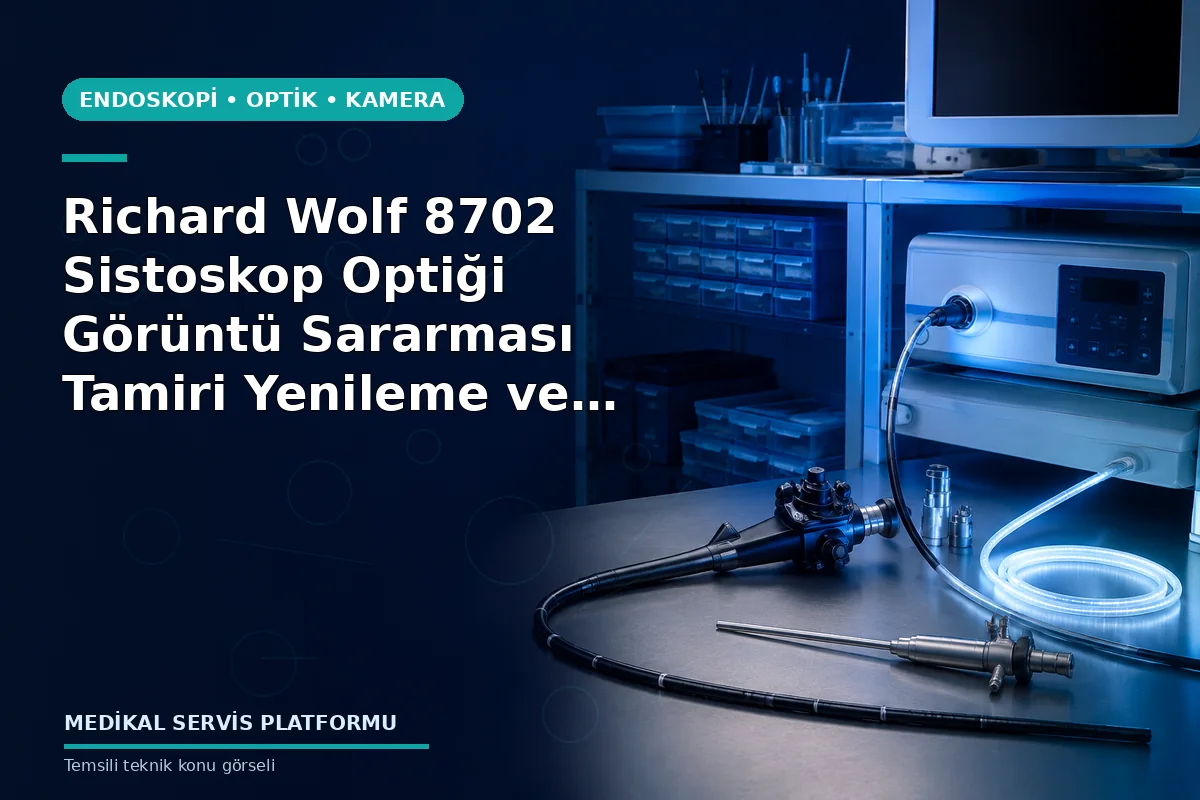 Richard Wolf 8702 Sistoskop Optiği Görüntü Sararması Tamiri Yenileme ve Satışı Richard Wolf 8702 Sistoskop Optiği Görüntü Sararması Tamiri Yenileme ve Satışı konusunu açıklayan temsili teknik görsel