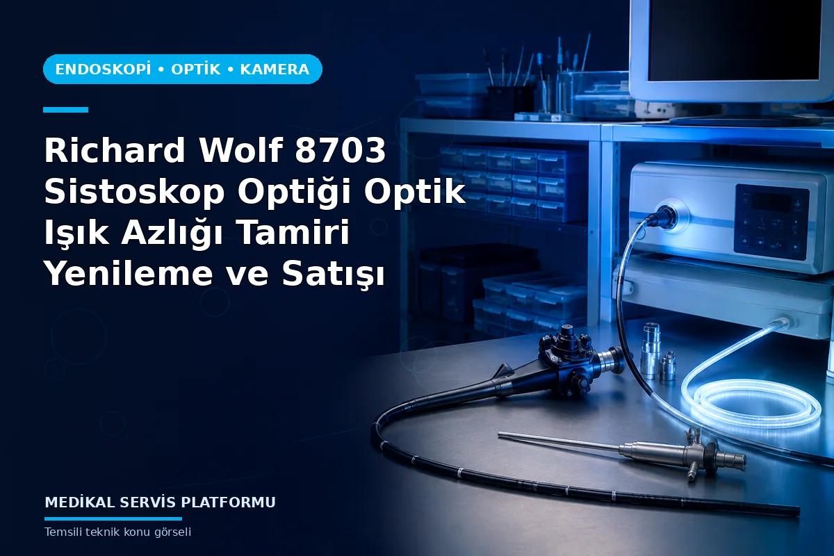Richard Wolf 8703 Sistoskop Optiği Optik Işık Azlığı Tamiri Yenileme ve Satışı konusunu açıklayan temsili teknik görsel