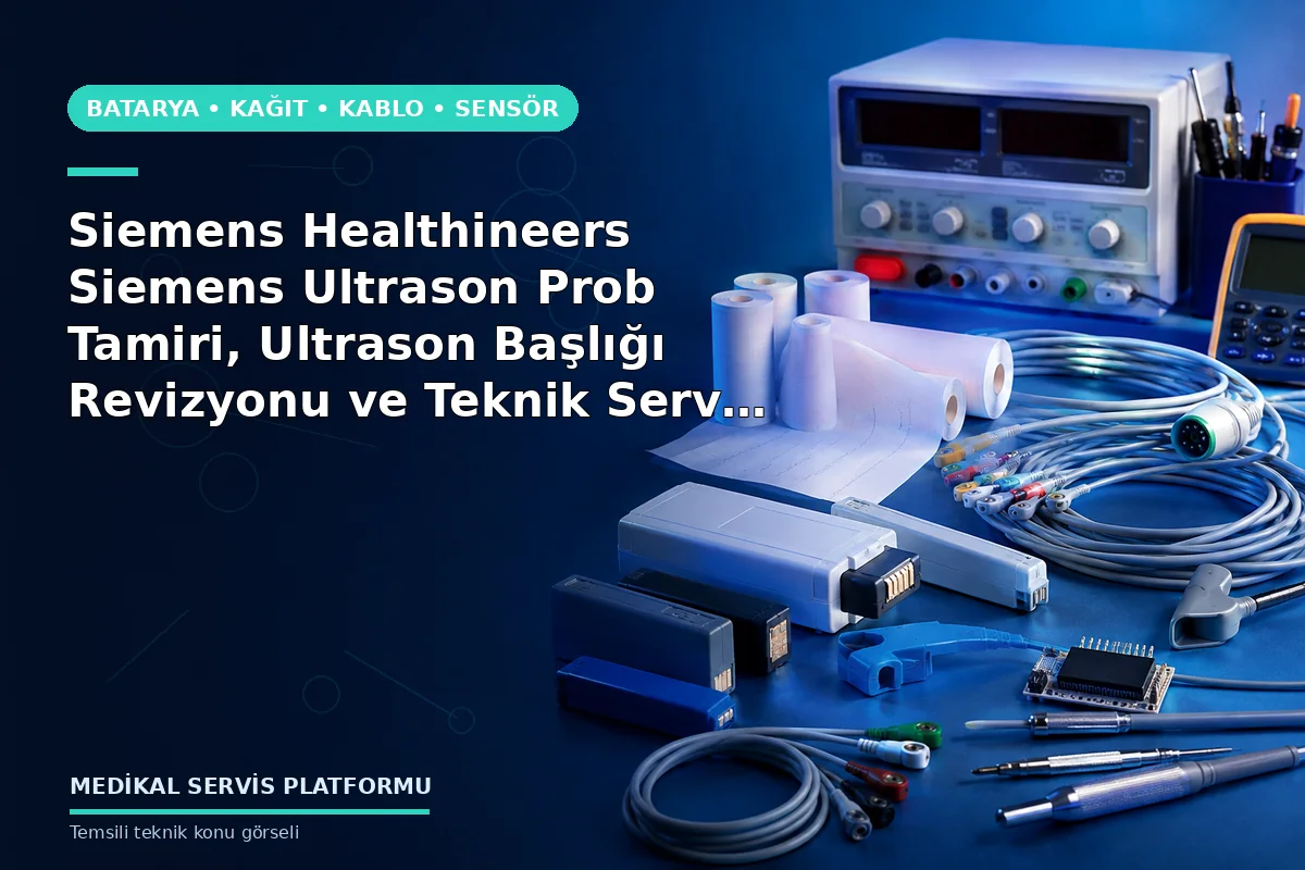 Siemens Healthineers Siemens Ultrason Prob Tamiri, Ultrason Başlığı Revizyonu ve Teknik Servis Hizmetleri konusunu açıklayan temsili teknik görsel