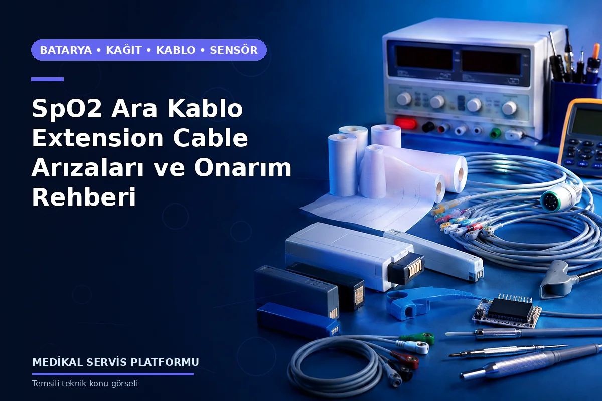 SpO2 Ara Kablo Extension Cable Arızaları ve Onarım Rehberi konusunu açıklayan temsili teknik görsel