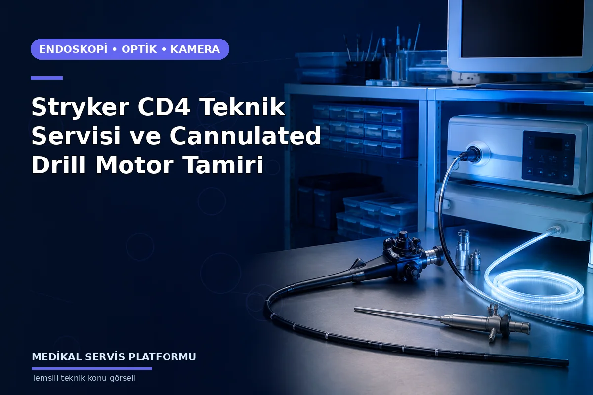 Stryker CD4 Teknik Servisi ve Cannulated Drill Motor Tamiri konusunu açıklayan temsili teknik görsel