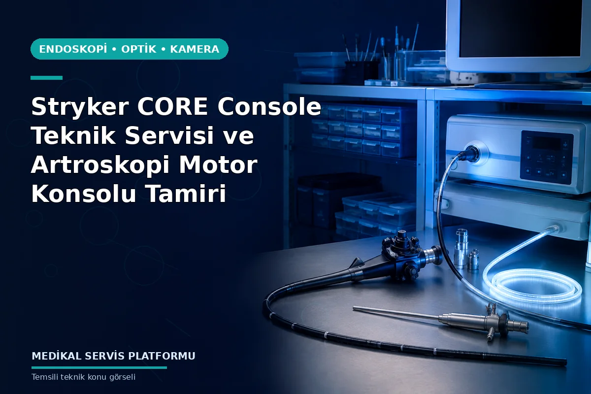 Stryker CORE Console Teknik Servisi ve Artroskopi Motor Konsolu Tamiri konusunu açıklayan temsili teknik görsel